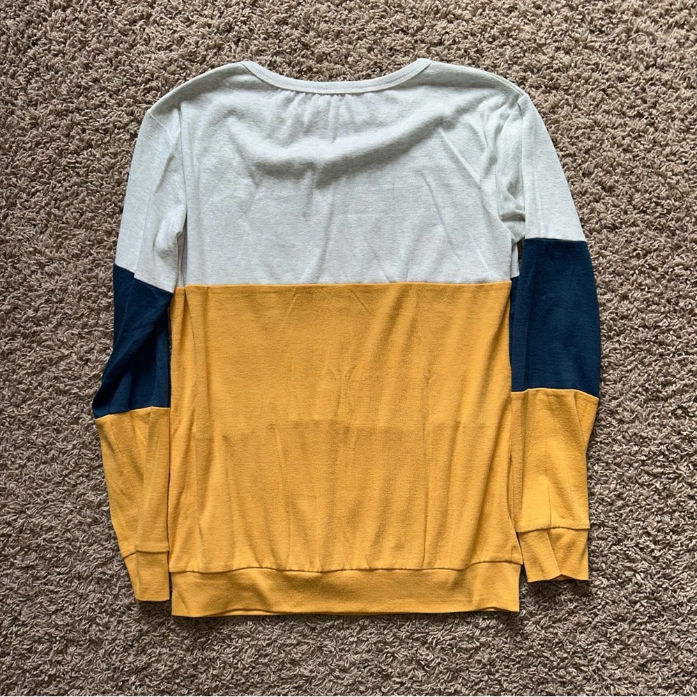 Colorblock Women's Long Sleeve Top Cutout Lightweight Sweatshirt Fall Medium M - Picture 8 of 9